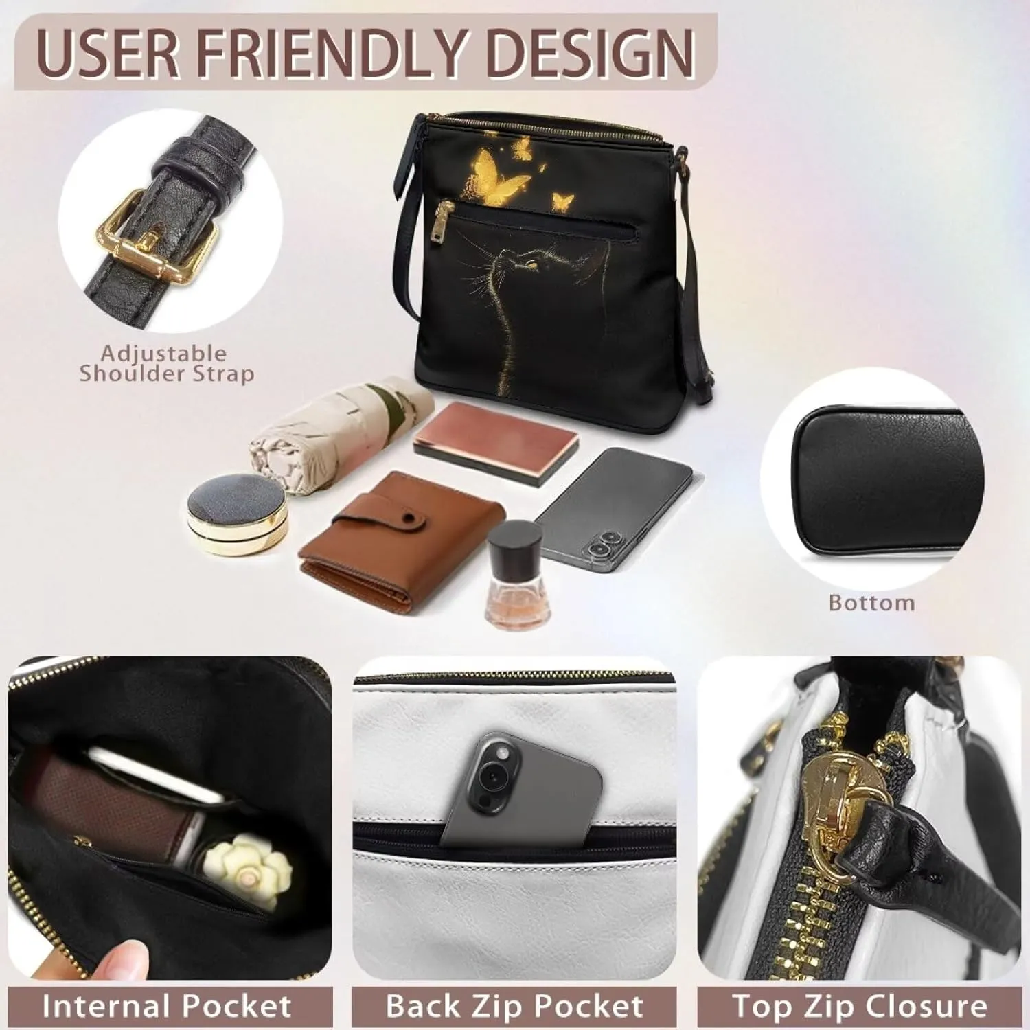 HUGS IDEA Crossbody Purse for Women,Lightweight Crossbody Bag Soft Leather Women's Shoulder Handbags