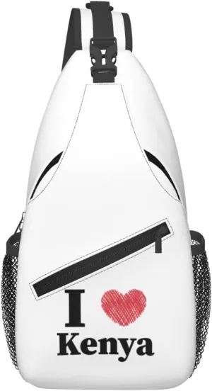 I Love Kenya Crossbody Bags For Women Men Chest Backpack Gym Shoulder Bag Travel Outdoor Sports Casual Crossbody Bags