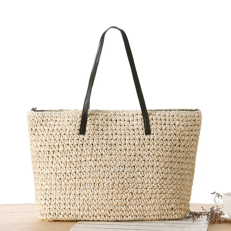 International delivery Woven Rattan Tote Bag Flawless