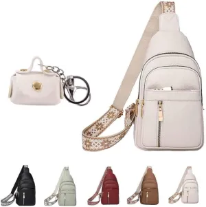 Interpretk Women's Fashion Casual Solid Color Crossbody Bag, Sling Bag Purse Chest Handbags with Adjustable Strap