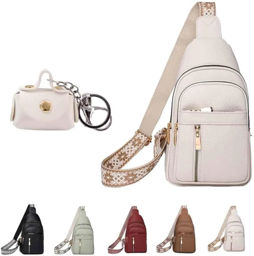 Interpretk Women's Fashion Casual Solid Color Crossbody Bag, Sling Bag Purse Chest Handbags with Adjustable Strap