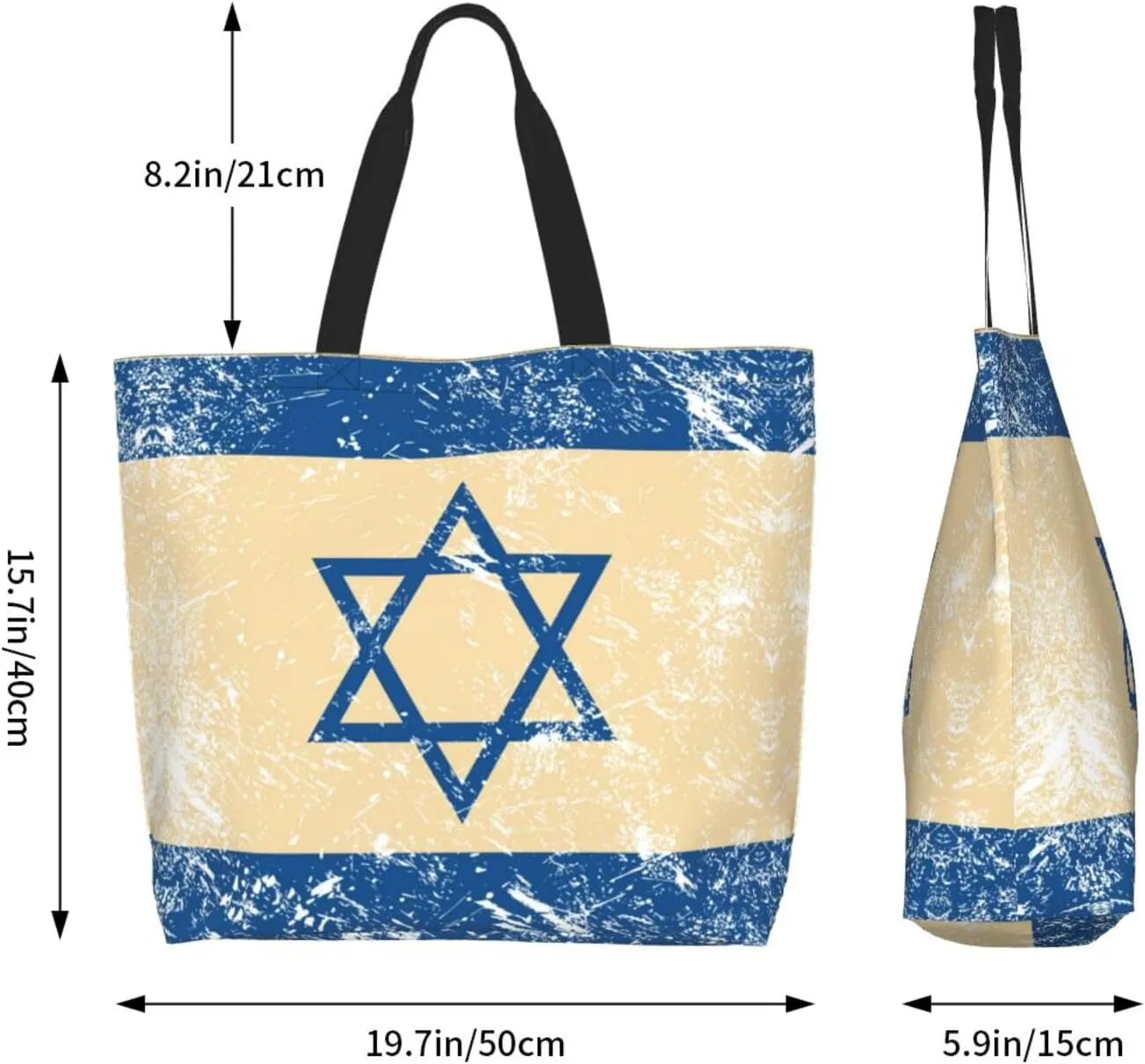 Israel Canvas Tote Bag Israelite Shoulder Bag Israel Flag Casual Grocery Bags Flag Bags for Israel Outdoor