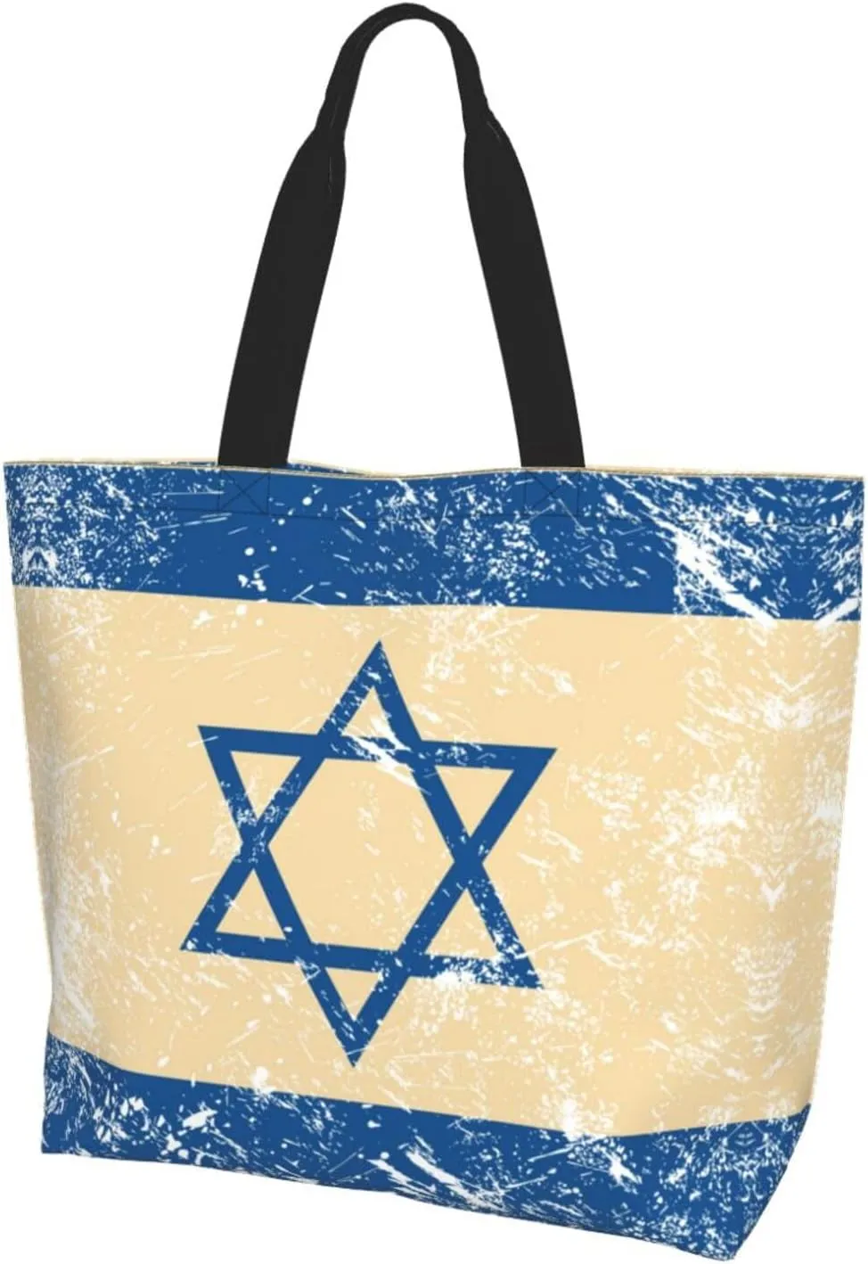 Israel Canvas Tote Bag Israelite Shoulder Bag Israel Flag Casual Grocery Bags Flag Bags for Israel Outdoor