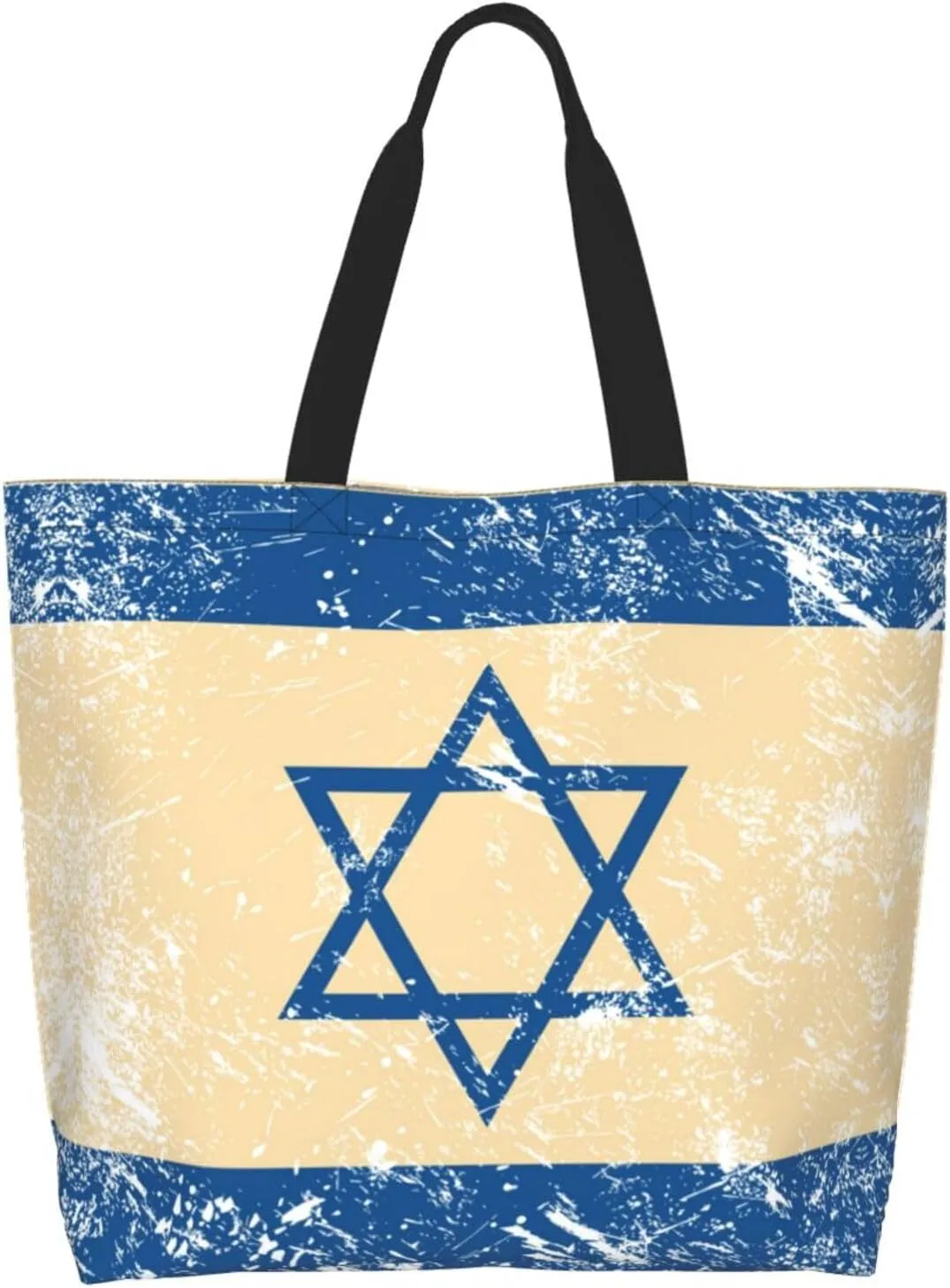 Israel Canvas Tote Bag Israelite Shoulder Bag Israel Flag Casual Grocery Bags Flag Bags for Israel Outdoor