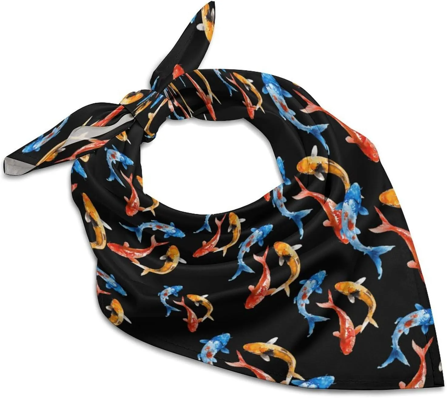 Japanese Fish Fashion Neck Scarf Head Kerchief Hair Wrap Bandana Headscarf for Women Handbags