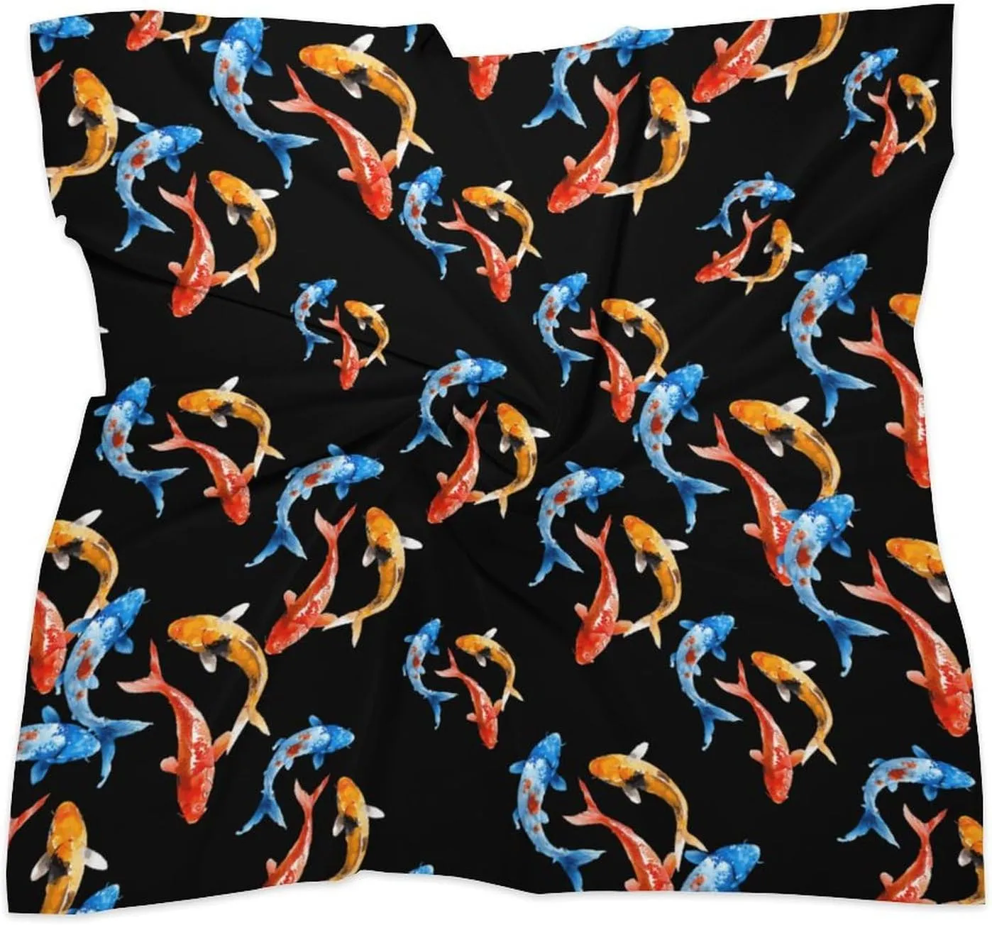 Japanese Fish Fashion Neck Scarf Head Kerchief Hair Wrap Bandana Headscarf for Women Handbags