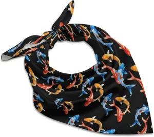 Japanese Fish Fashion Neck Scarf Head Kerchief Hair Wrap Bandana Headscarf for Women Handbags