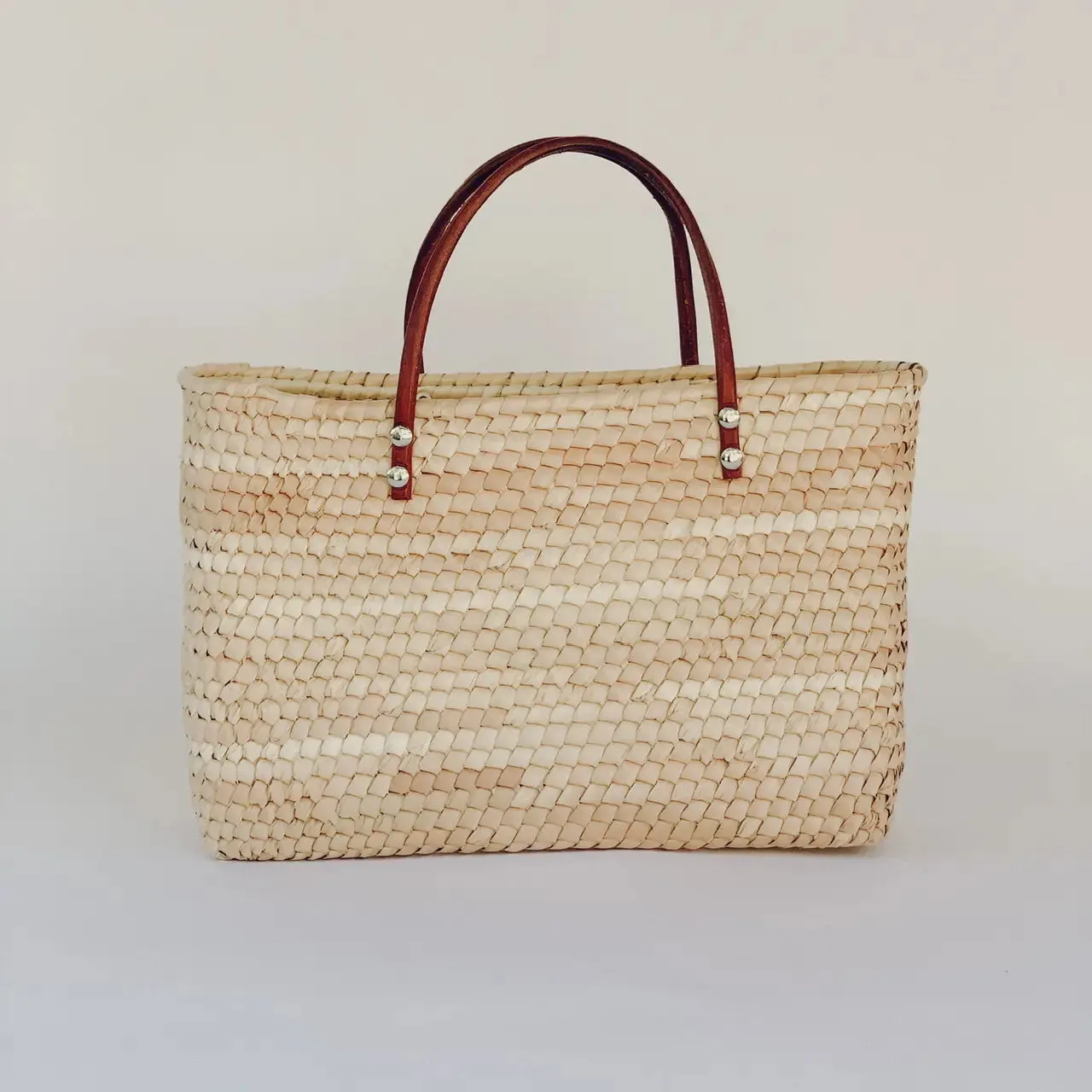 Juniper Straw Market Tote w/ Leather