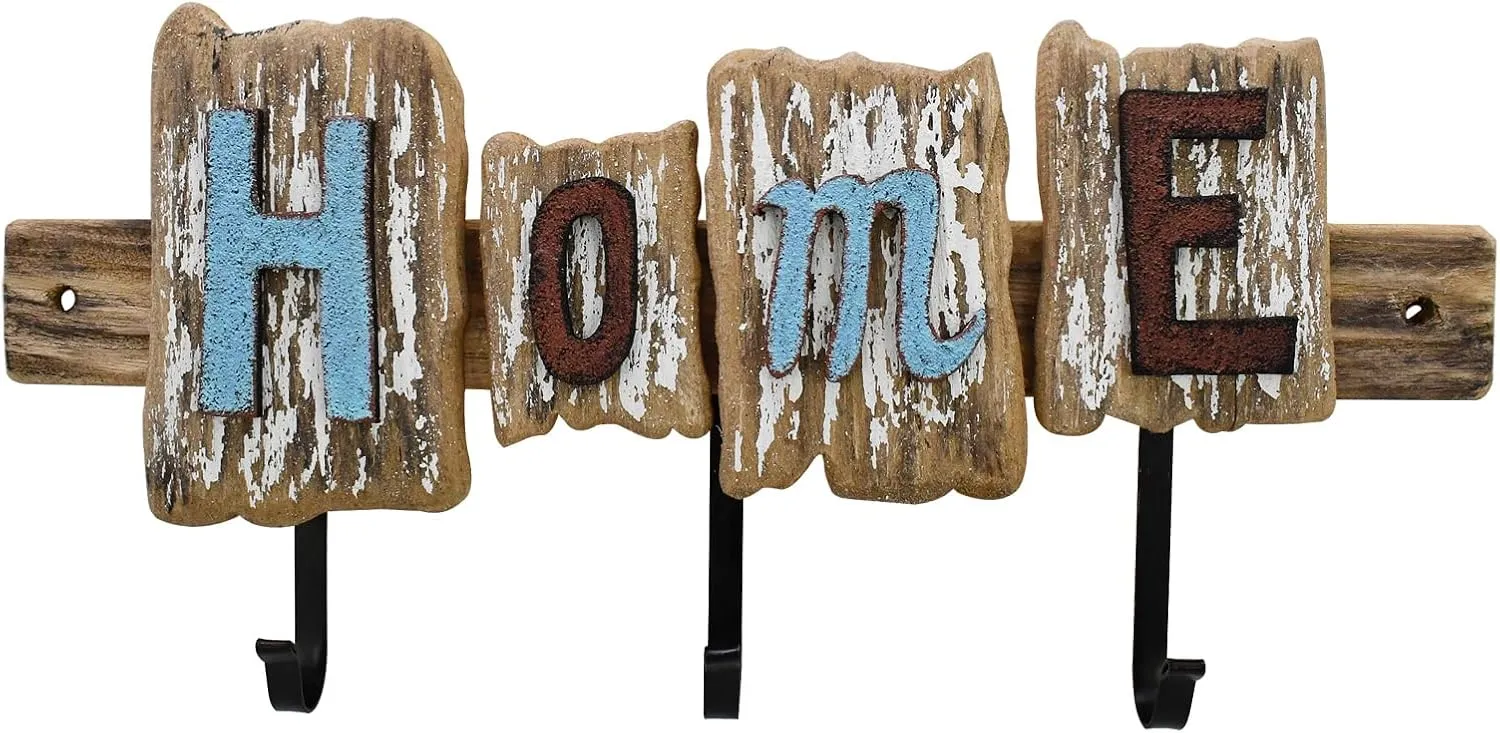 K KILIPES Decorative Beach Wall Coat Hook Key Hangers, Wood Nautical Hooks Wall Mounted Towel Rack Hanger for Home Bathroom Kitchen Coastal Wall Decor