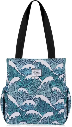 KAMO Floral Tote Bag - Waterproof Lightweight Handbags Travel Shoulder Bag for Hiking Yoga Gym Swimming Travel Beach