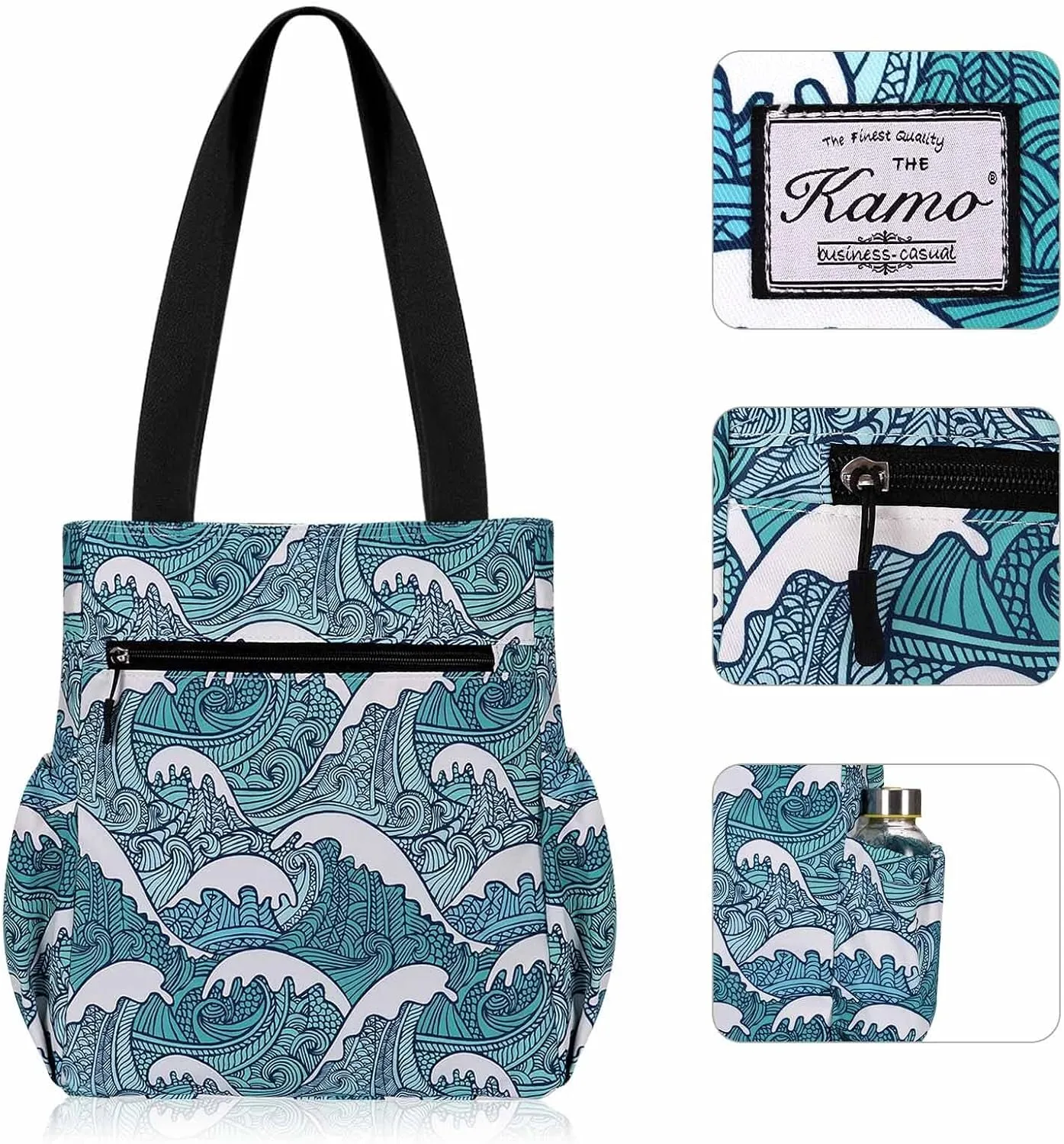 KAMO Floral Tote Bag - Waterproof Lightweight Handbags Travel Shoulder Bag for Hiking Yoga Gym Swimming Travel Beach