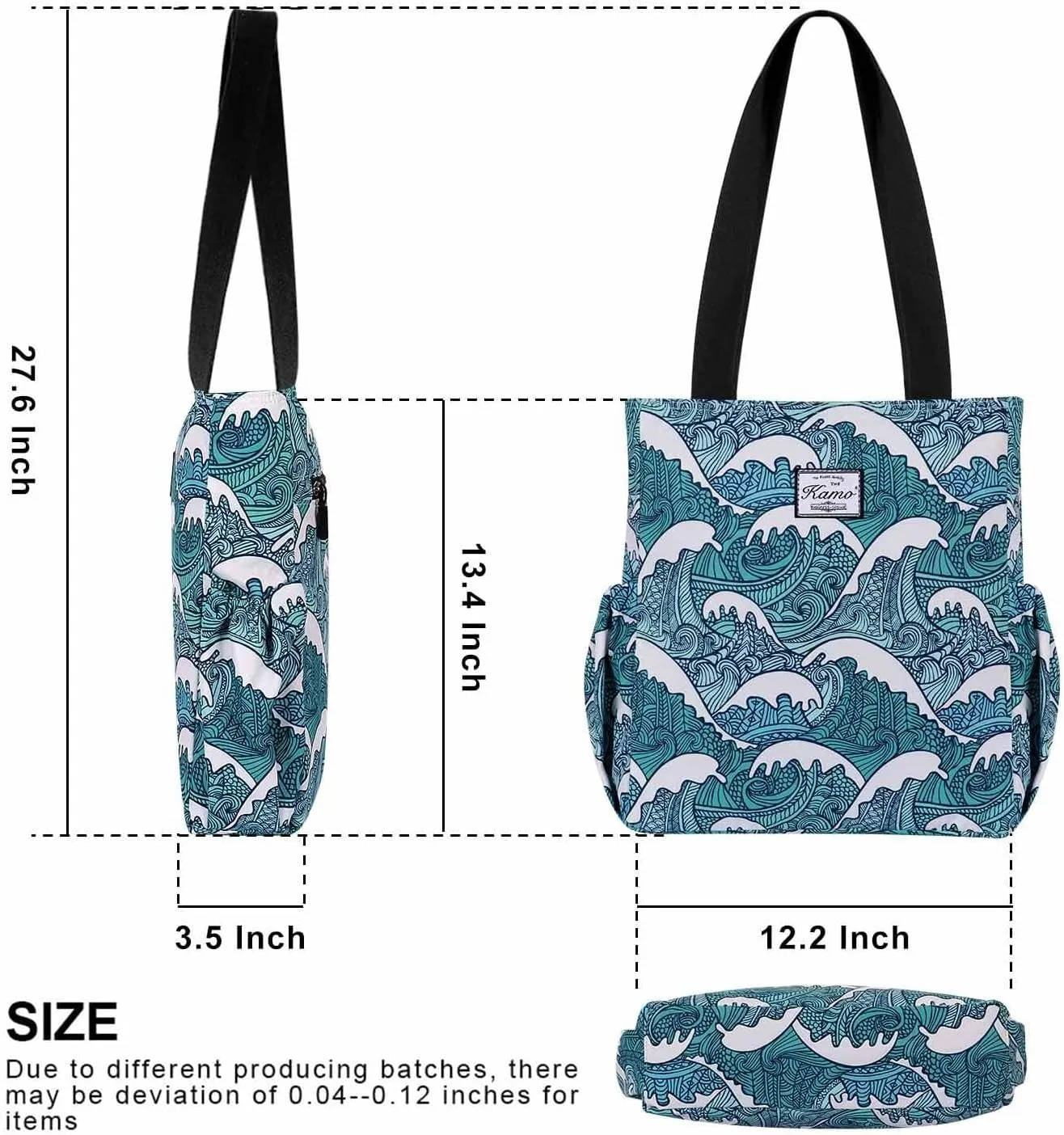 KAMO Floral Tote Bag - Waterproof Lightweight Handbags Travel Shoulder Bag for Hiking Yoga Gym Swimming Travel Beach