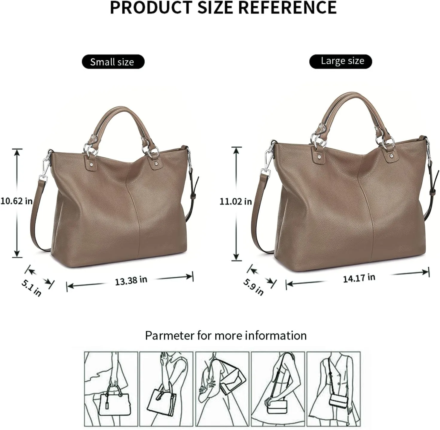 Kattee Women's Soft Leather Tote Bag, Top Satchel Purses and Handbags
