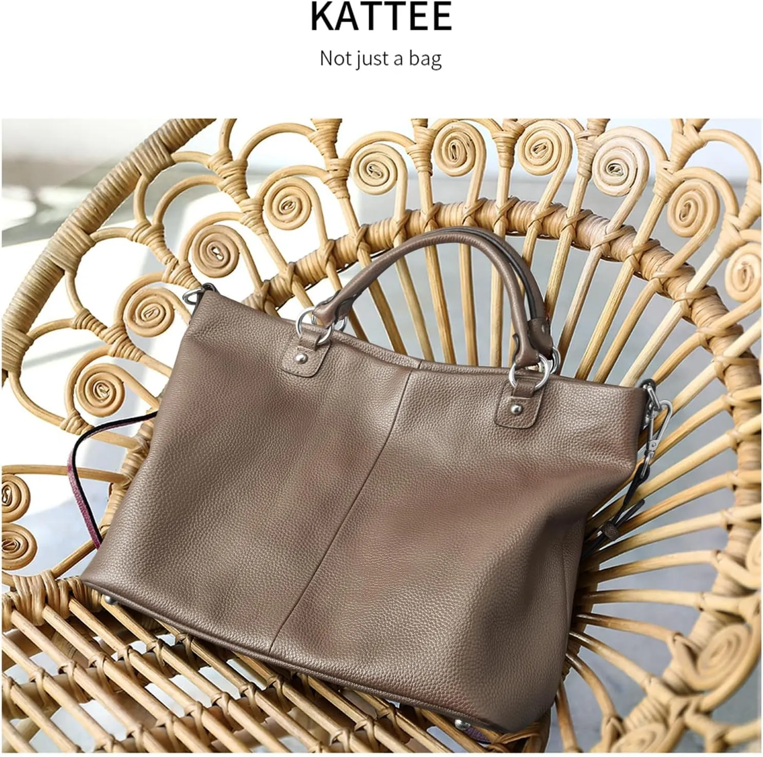 Kattee Women's Soft Leather Tote Bag, Top Satchel Purses and Handbags