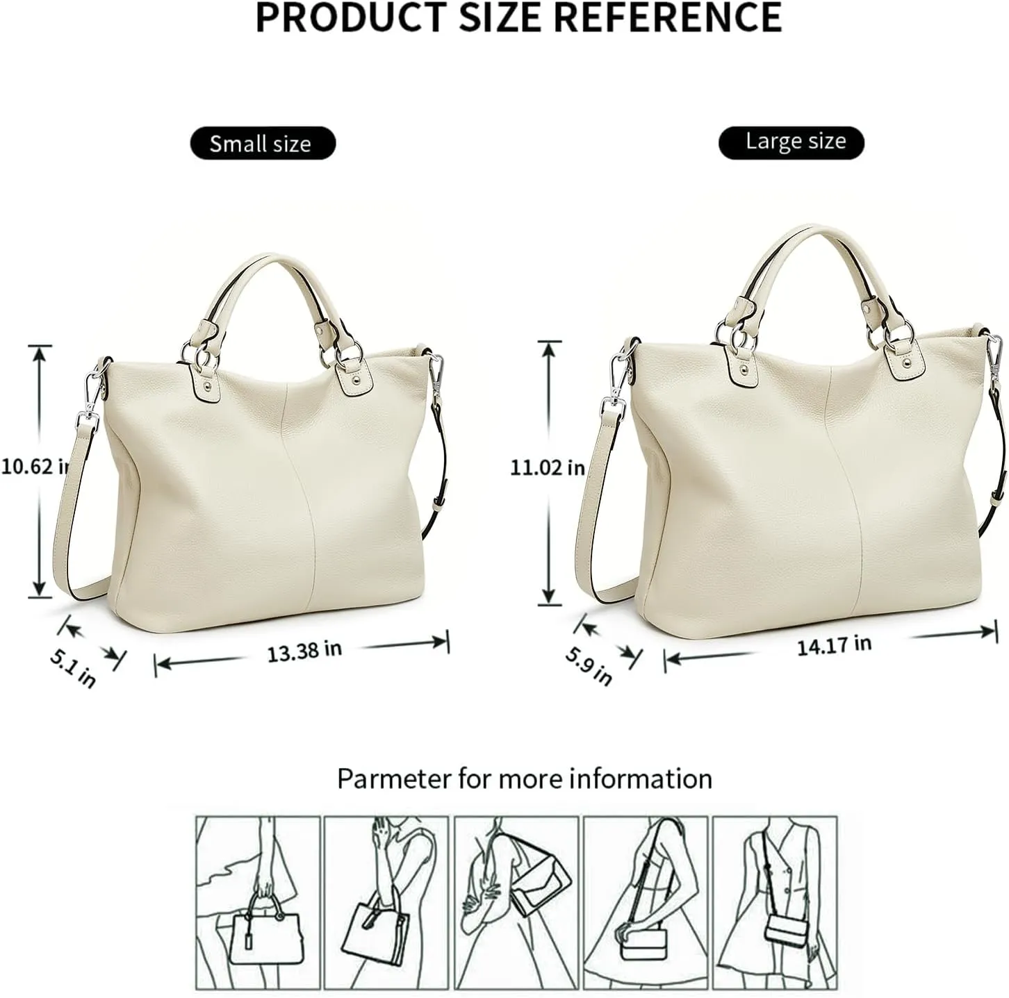 Kattee Women's Soft Leather Tote Bag, Top Satchel Purses and Handbags