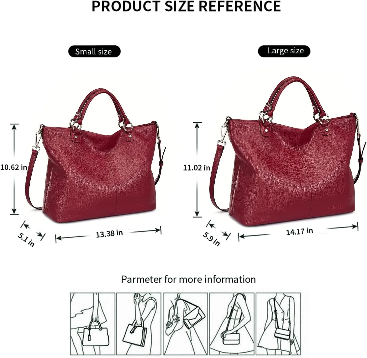 Kattee Women's Soft Leather Tote Bag, Top Satchel Purses and Handbags