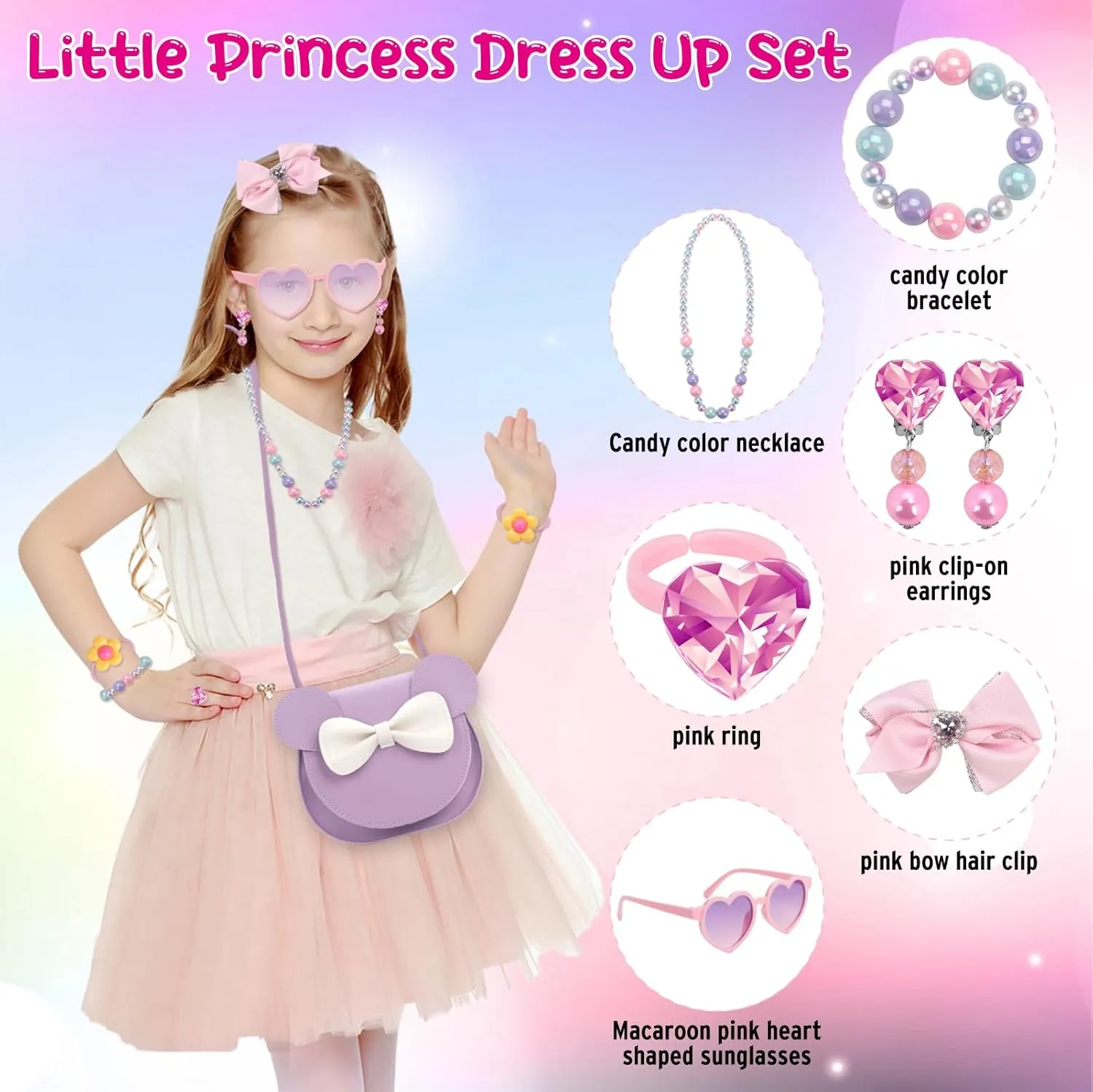 Kids Purse Toddler Gifts for Girls, Cute Little Girls Purse Mouse Ear Crossbody Bag, Princess Handbags for Age 3-14
