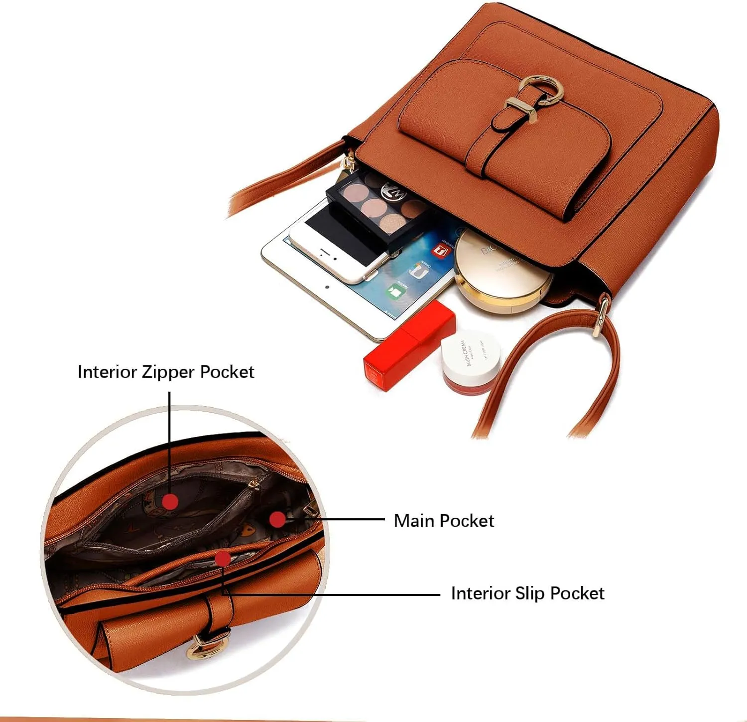 LA TERRE Lightweight Medium Crossbody Bags for Women, Small Crossbody Handbags Vegan Leather Shoulder Bag Purses