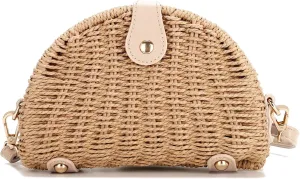 LA TERRE Straw Crossbody Bags for Women Summer Handmade Woven Wicker Purse Beach bag