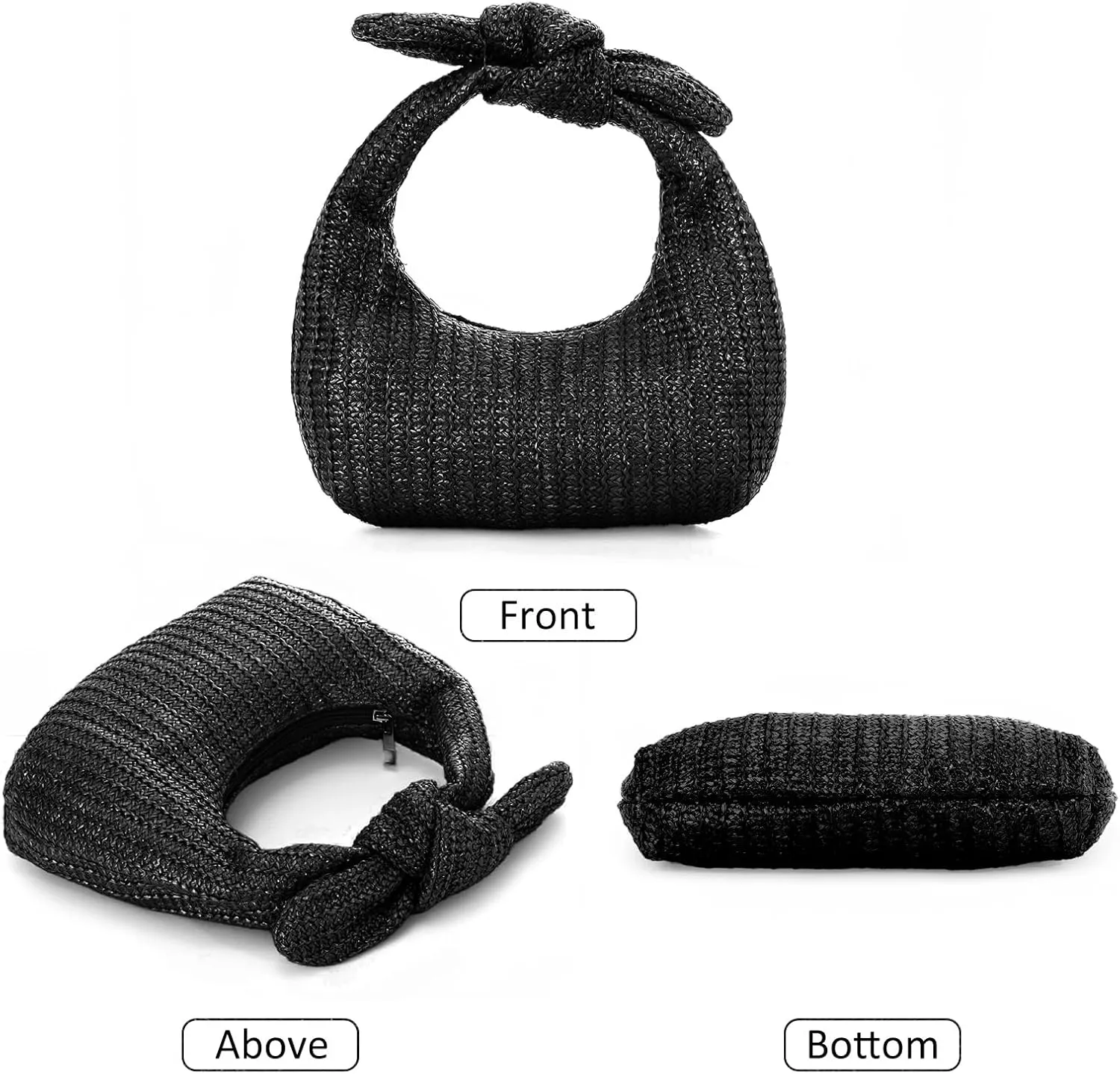 Lanpet Knotted Straw Clutch Purses for Women, Summer Beach Bag, Dumpling Evening Clutch Handbags for Formal Party Wedding