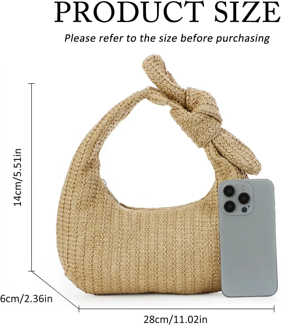 Lanpet Knotted Straw Clutch Purses for Women, Summer Beach Bag, Dumpling Evening Clutch Handbags for Formal Party Wedding