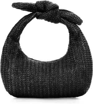 Lanpet Knotted Straw Clutch Purses for Women, Summer Beach Bag, Dumpling Evening Clutch Handbags for Formal Party Wedding