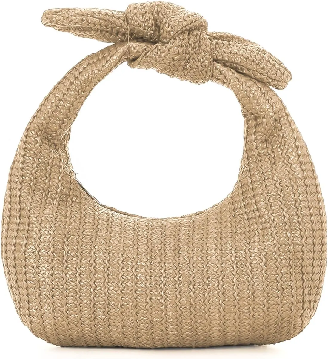 Lanpet Knotted Straw Clutch Purses for Women, Summer Beach Bag, Dumpling Evening Clutch Handbags for Formal Party Wedding
