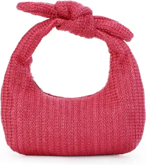 Lanpet Knotted Straw Clutch Purses for Women, Summer Beach Bag, Dumpling Evening Clutch Handbags for Formal Party Wedding