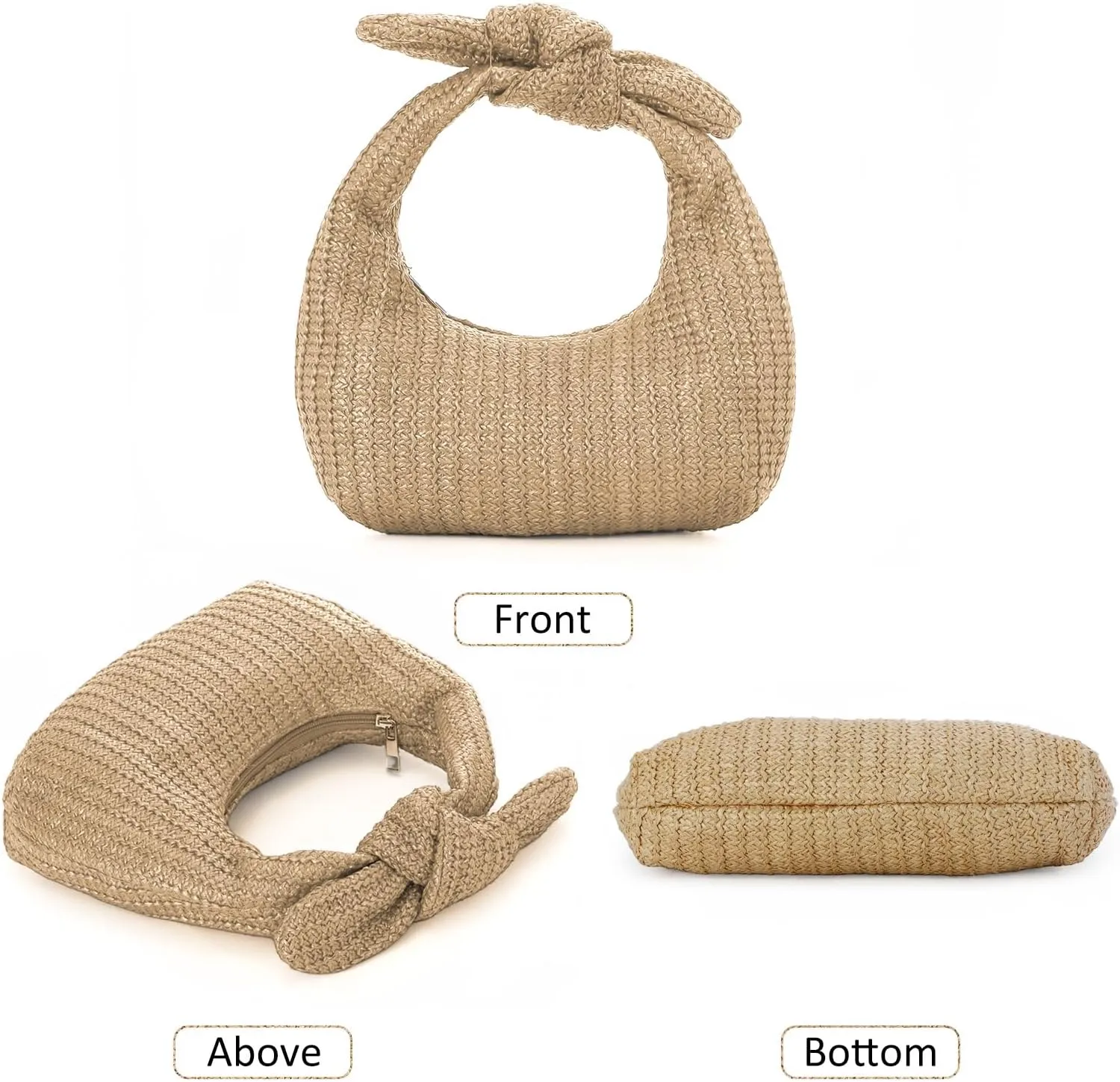 Lanpet Knotted Straw Clutch Purses for Women, Summer Beach Bag, Dumpling Evening Clutch Handbags for Formal Party Wedding
