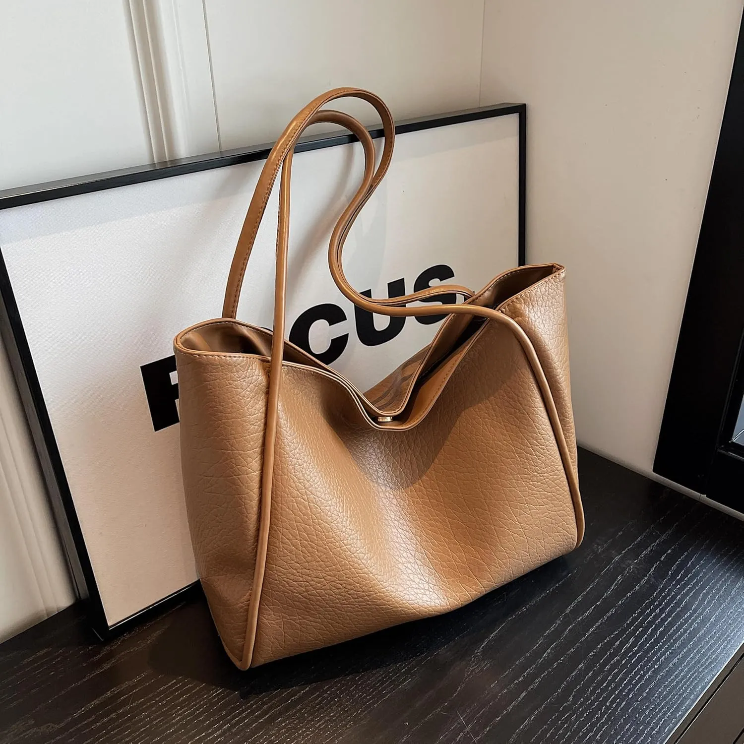 Large Vegan Leather Weekender Bag - Women's Shopper Handbag