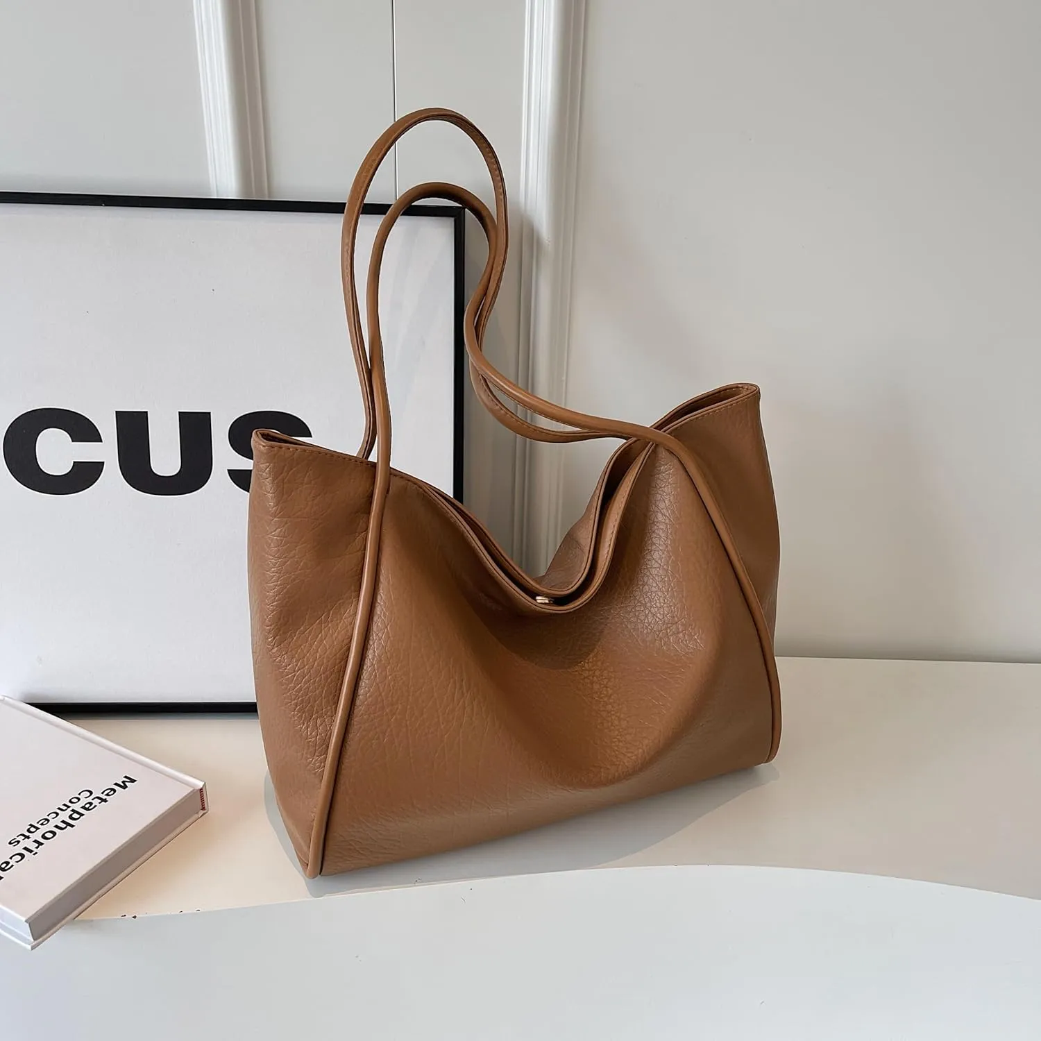 Large Vegan Leather Weekender Bag - Women's Shopper Handbag