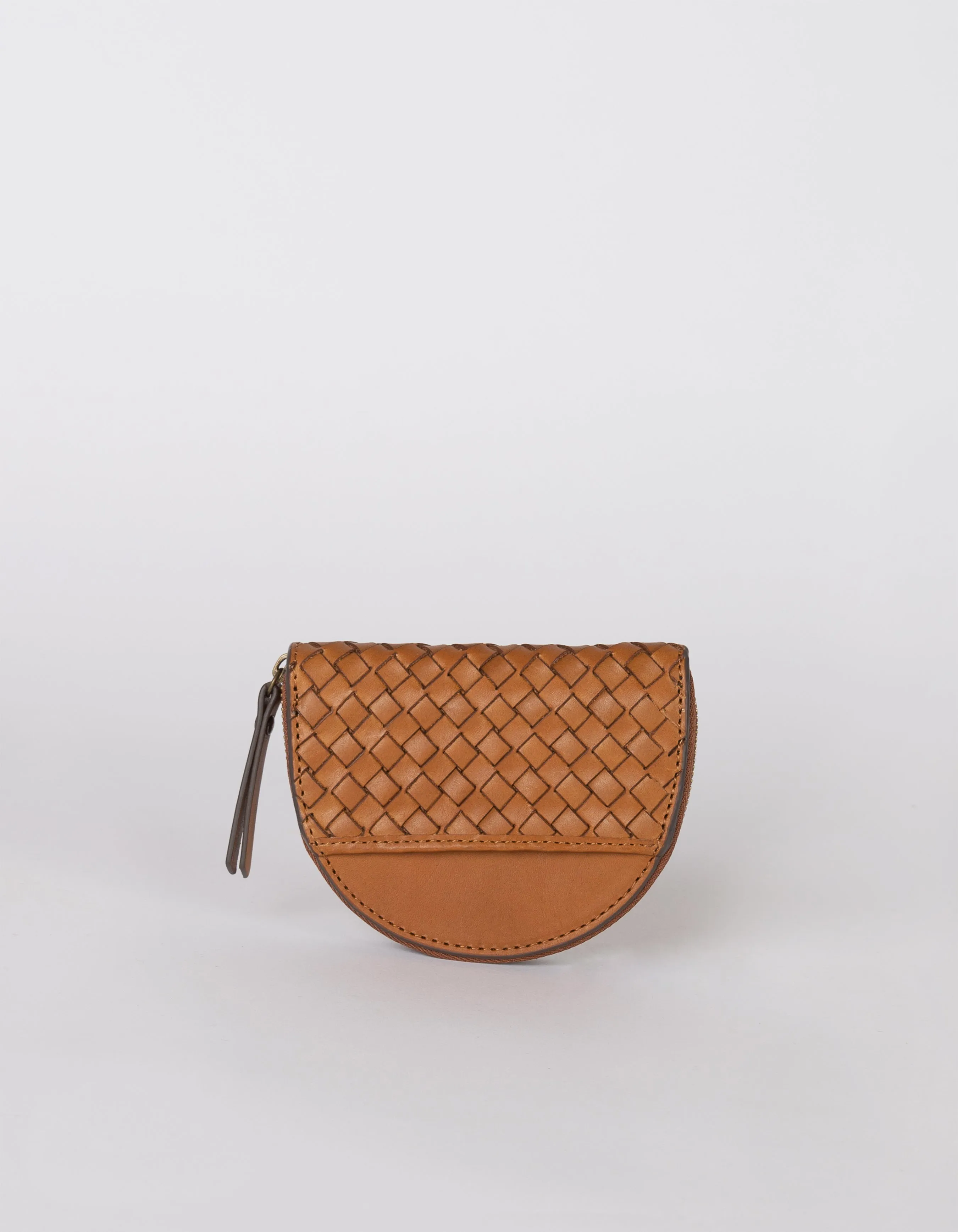 Laura Coin Purse - Cognac Woven Classic Leather