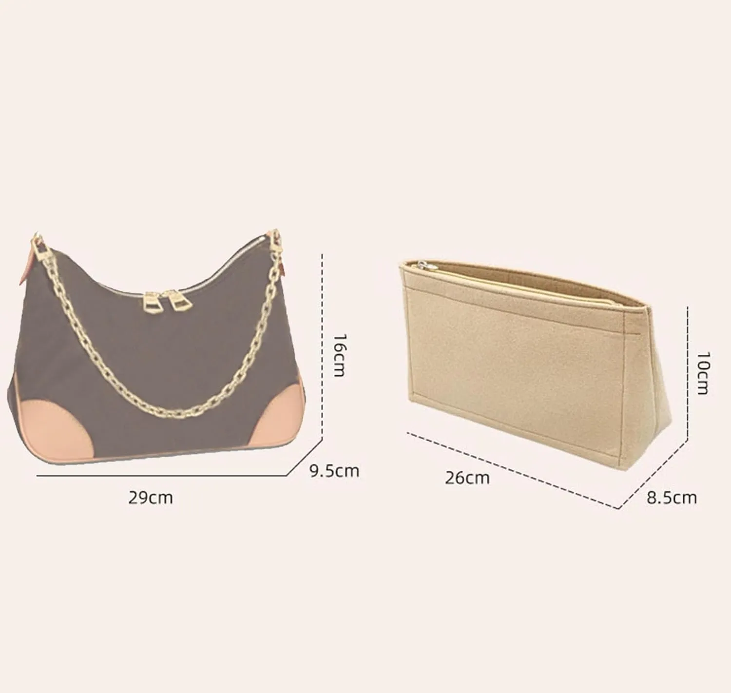Lckaey purse insert for boulogne organizer boulogne handbag bag insert organizer 2075khaki