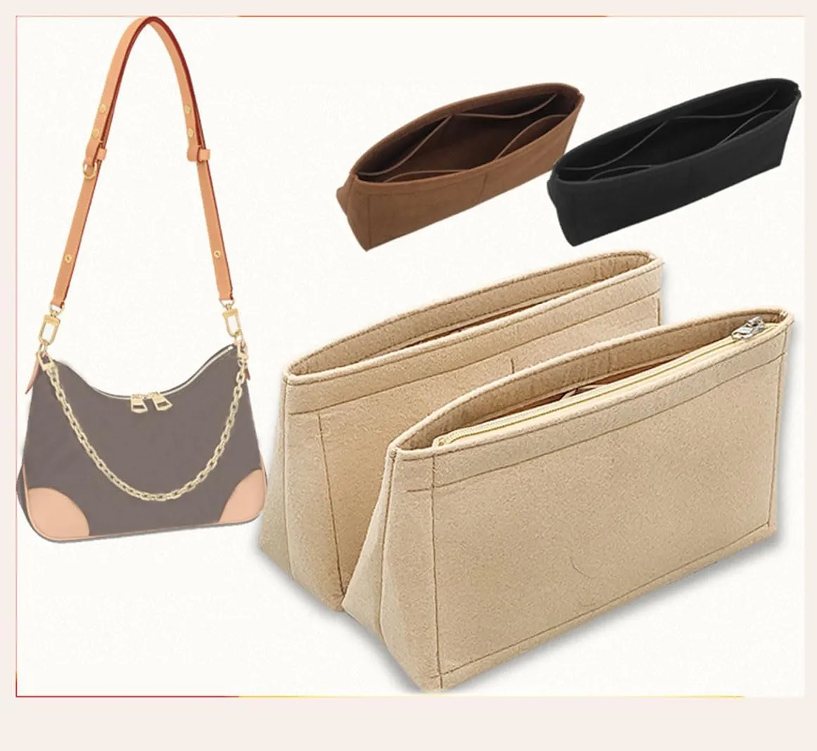 Lckaey purse insert for boulogne organizer boulogne handbag bag insert organizer 2075khaki
