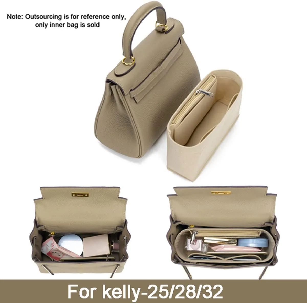 Lckaey Purse Organizer for Handbags Kelly 28 organizer1011Beige-M