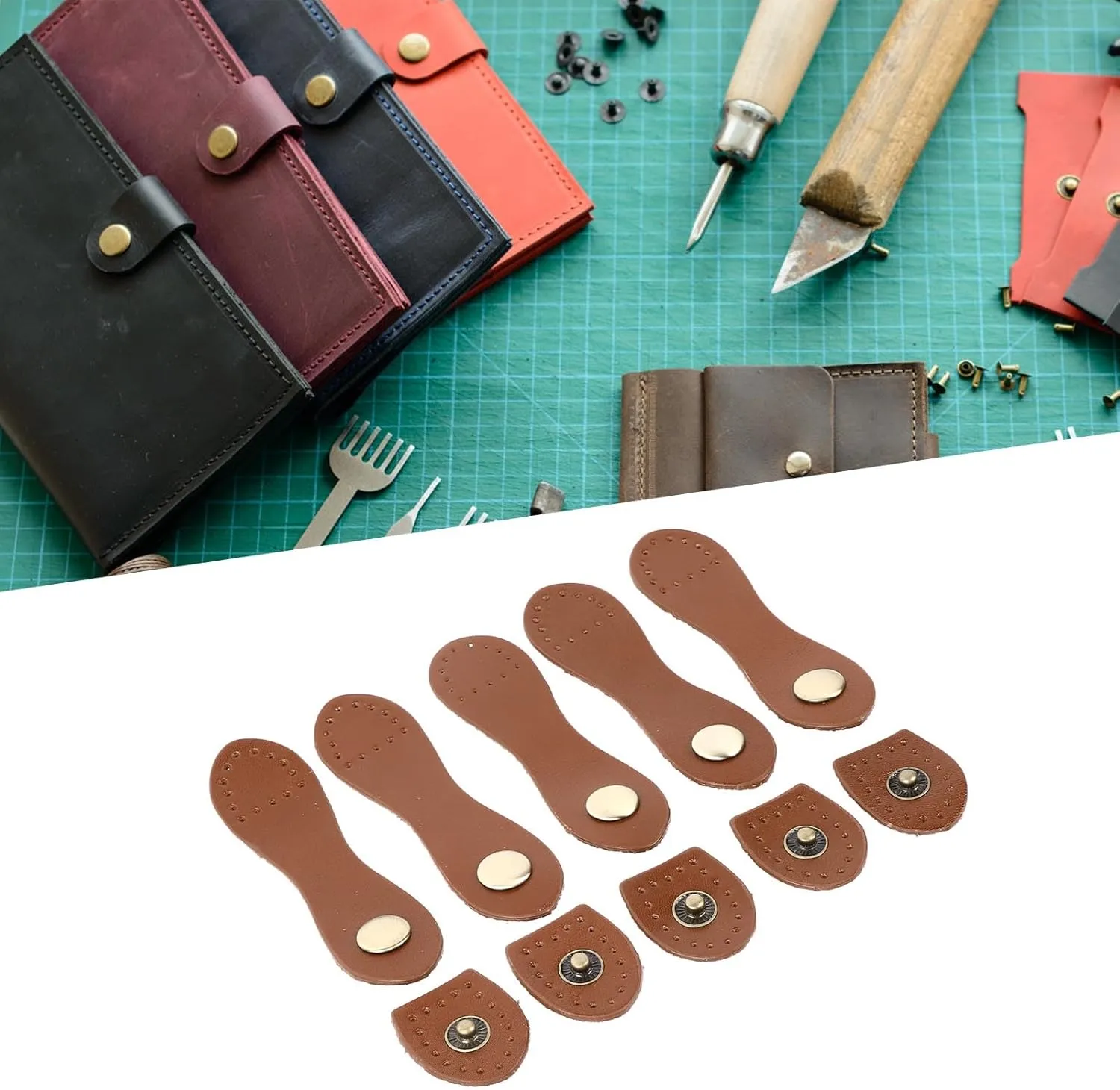 Leather SNAP Buckles Soft Wearable Handwork Sewing TAB Closure Shoulder Bag Purse for Craft Lovers (Bronze Accessories)