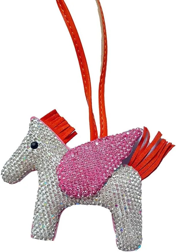 Leather Tassel Pony Keychain Rhinestone Bag Charm Horse Purse Charms for Handbags fashion bag accessories for women