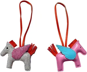 Leather Tassel Pony Keychain Rhinestone Bag Charm Horse Purse Charms for Handbags fashion bag accessories for women