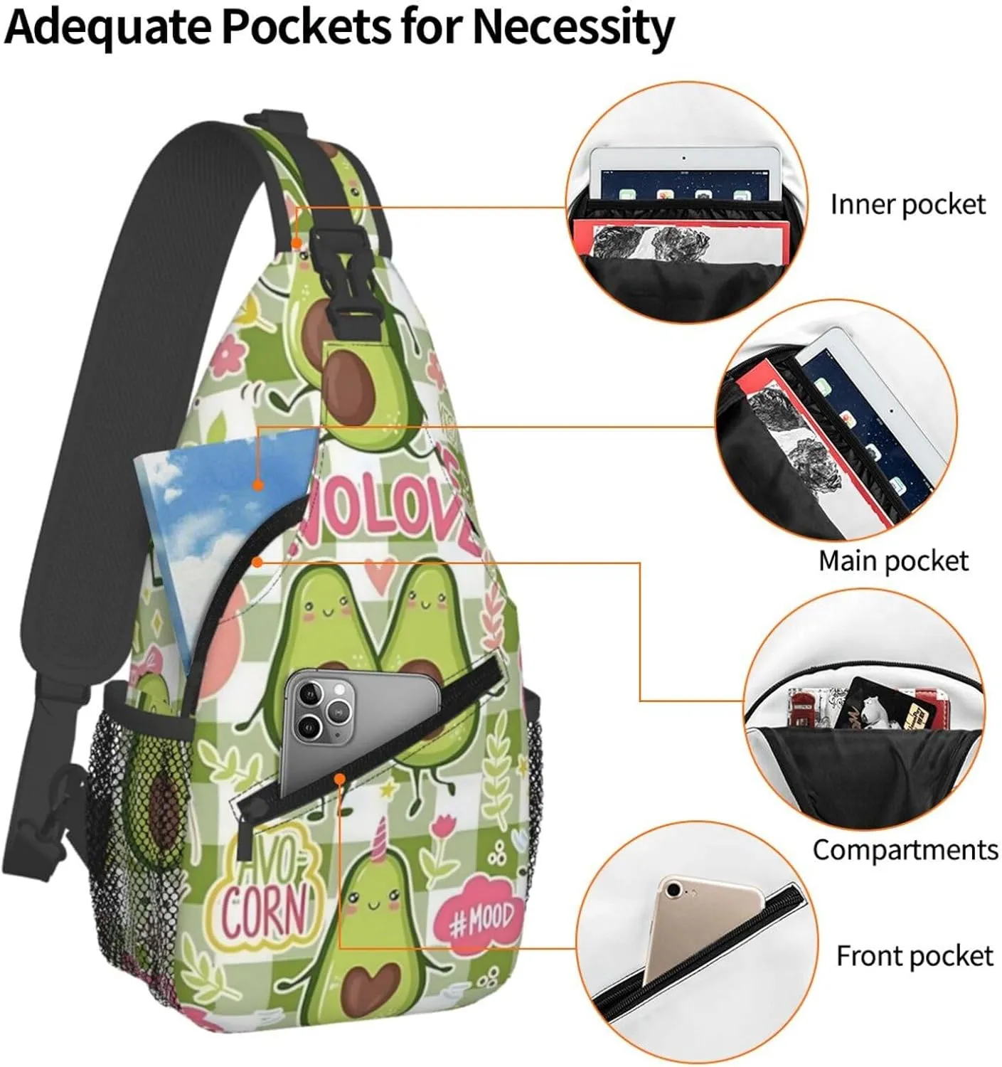 Lemon Lemon Slices Crossbody Bag Adjustable Sling Bag Casual Chest Bags Travel Shoulder Backpack