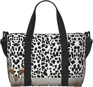Leopard Patterned Wallpaper Print Print Tote Crossbody Travel Bag with Zip Casual Handbag for Weekend Trips and Gym Shopping, Black, One Size, Travel Tote