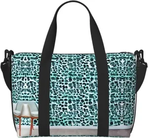 Leopard Patterned Wallpaper Print Tote Crossbody Travel Bag with Zip Casual Handbag for Weekend Trips and Gym Shopping, Black, One Size, Travel Tote