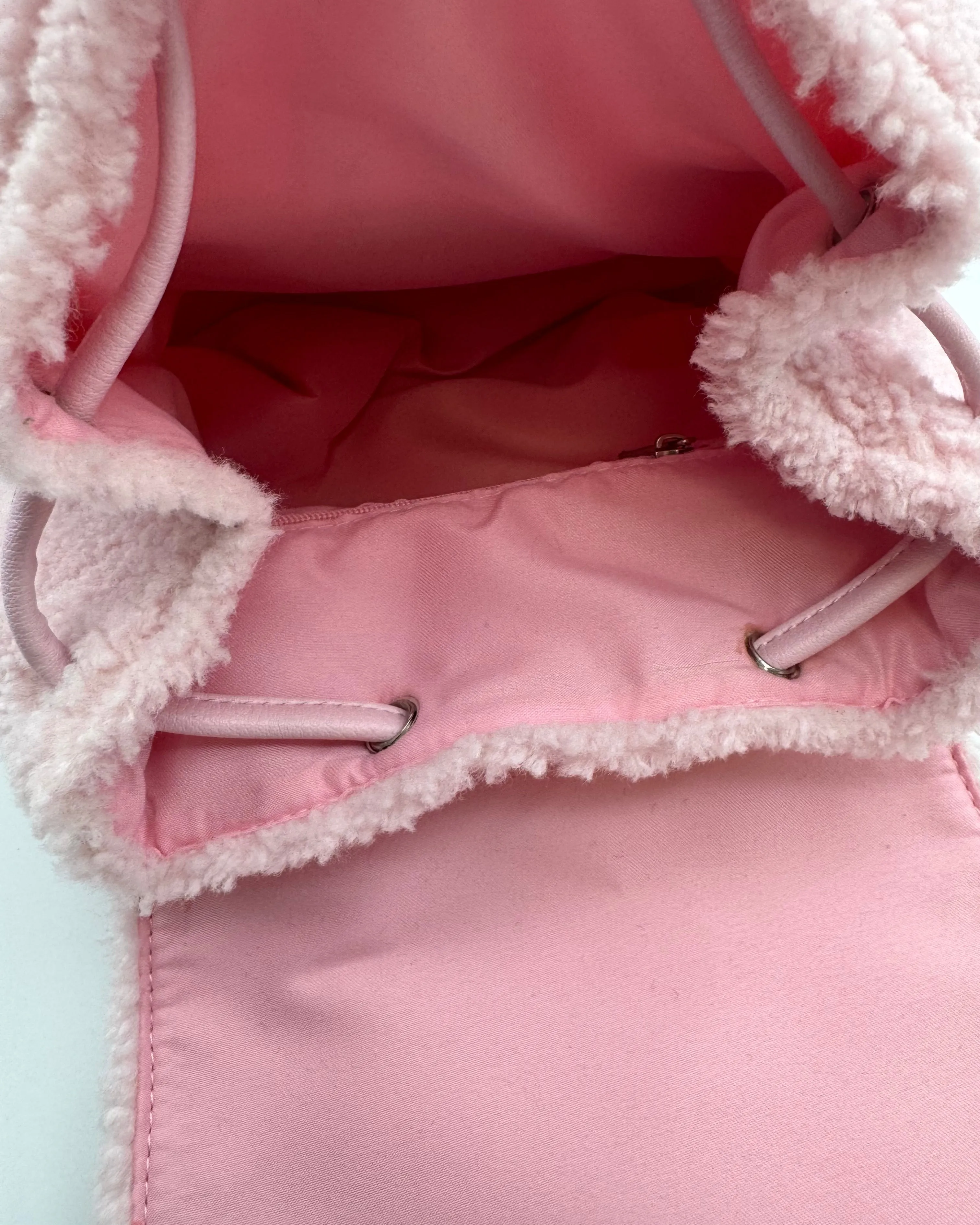 Light Pink Soft Sherpa Mini Backpack