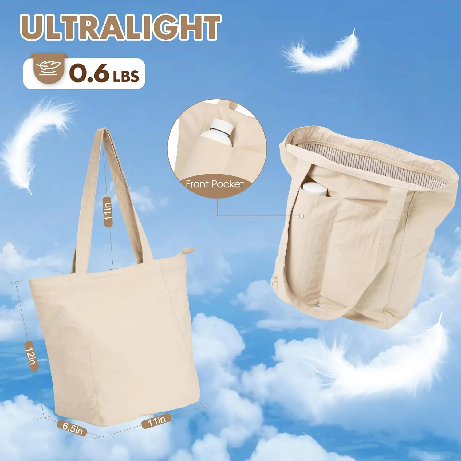 Lily queen Tote Bag for Women Lightweight Shoulder Bag with Zipper Large Travel Handbags Pockets