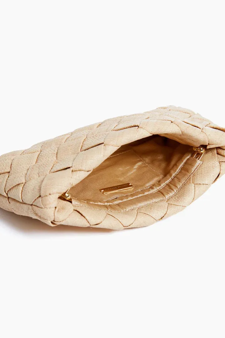 Loeffler Randall Natural Raffia Aviva Woven Puff Clutch