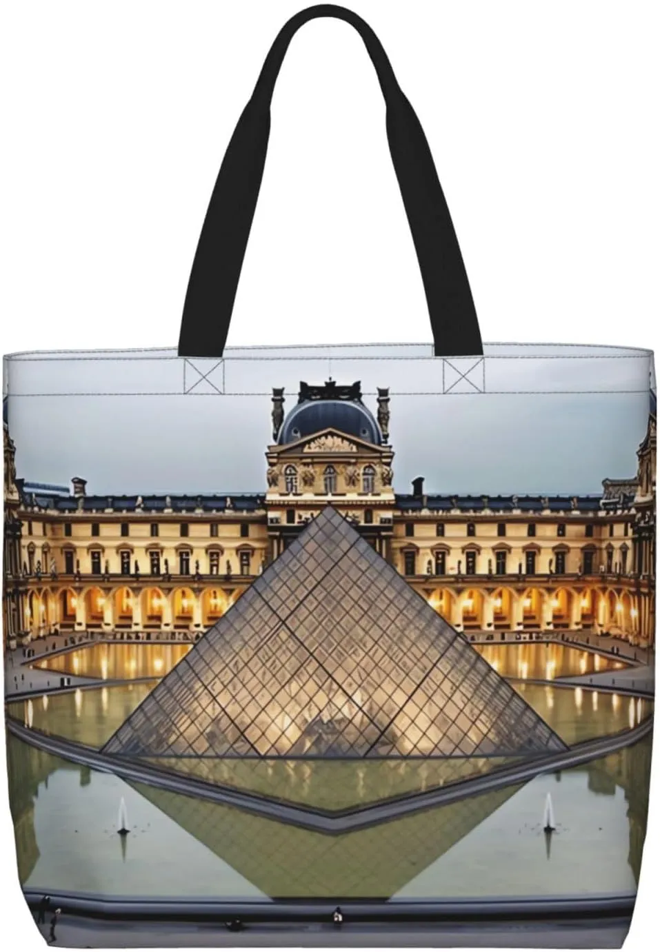 Louvre Museum in Paris Tote Bag for Women Hobo Handbags with Zipper Large Shoulder Bag Shopping Bags Travel Purse