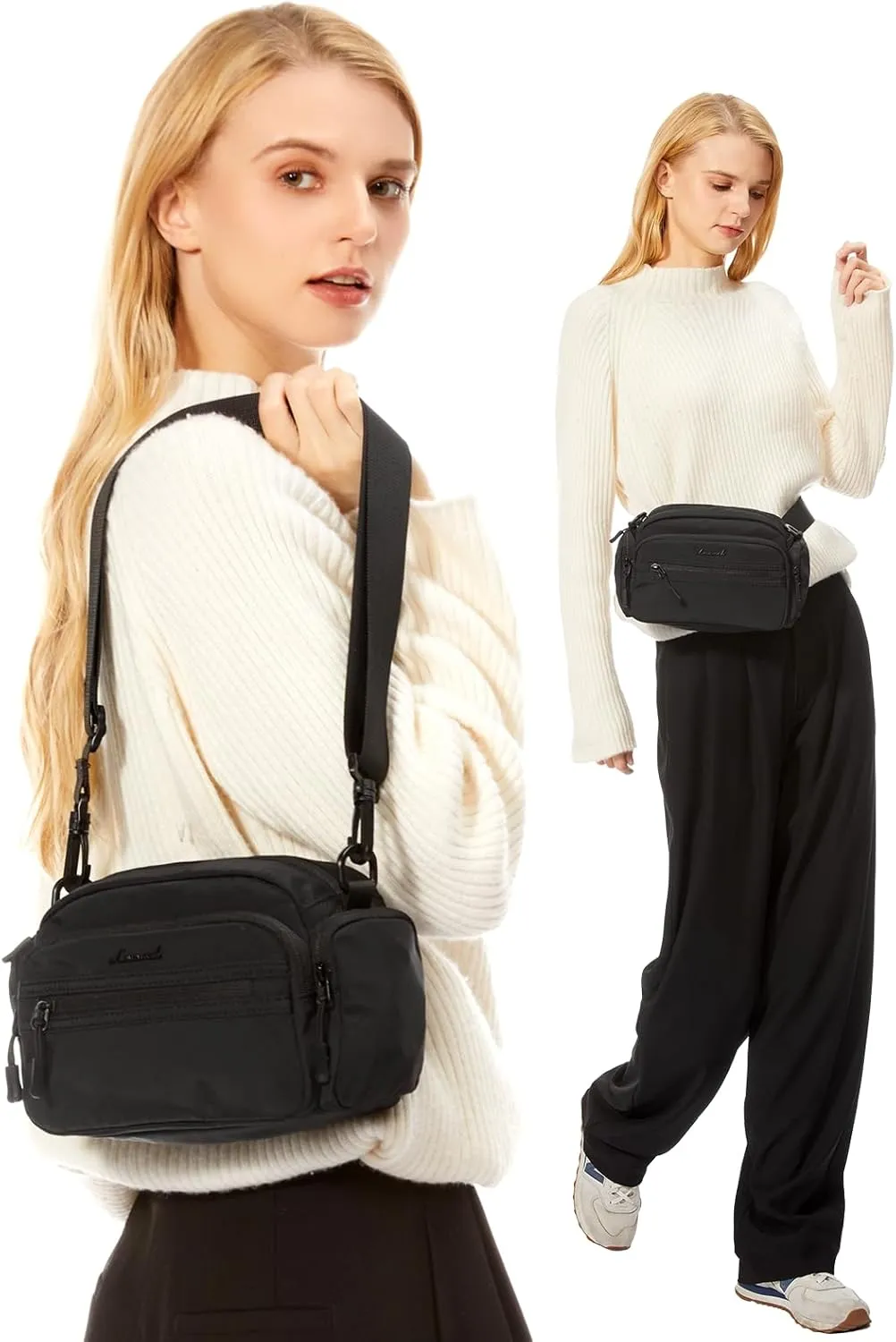 LOVEVOOK Crossbody Bag for Women, Multi-Pockets Purse, Nylon Shoulder Handbags, Water-Resistant & Lightweight