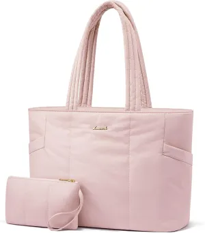 LOVEVOOK Laptop Bag for Women, Lightweight Puffy Work Tote Bag with Clutch Purse, 15.6 Inch Computer Briefcase Bag