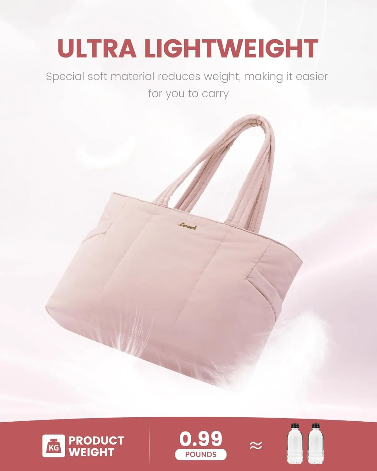 LOVEVOOK Laptop Bag for Women, Lightweight Puffy Work Tote Bag with Clutch Purse, 15.6 Inch Computer Briefcase Bag