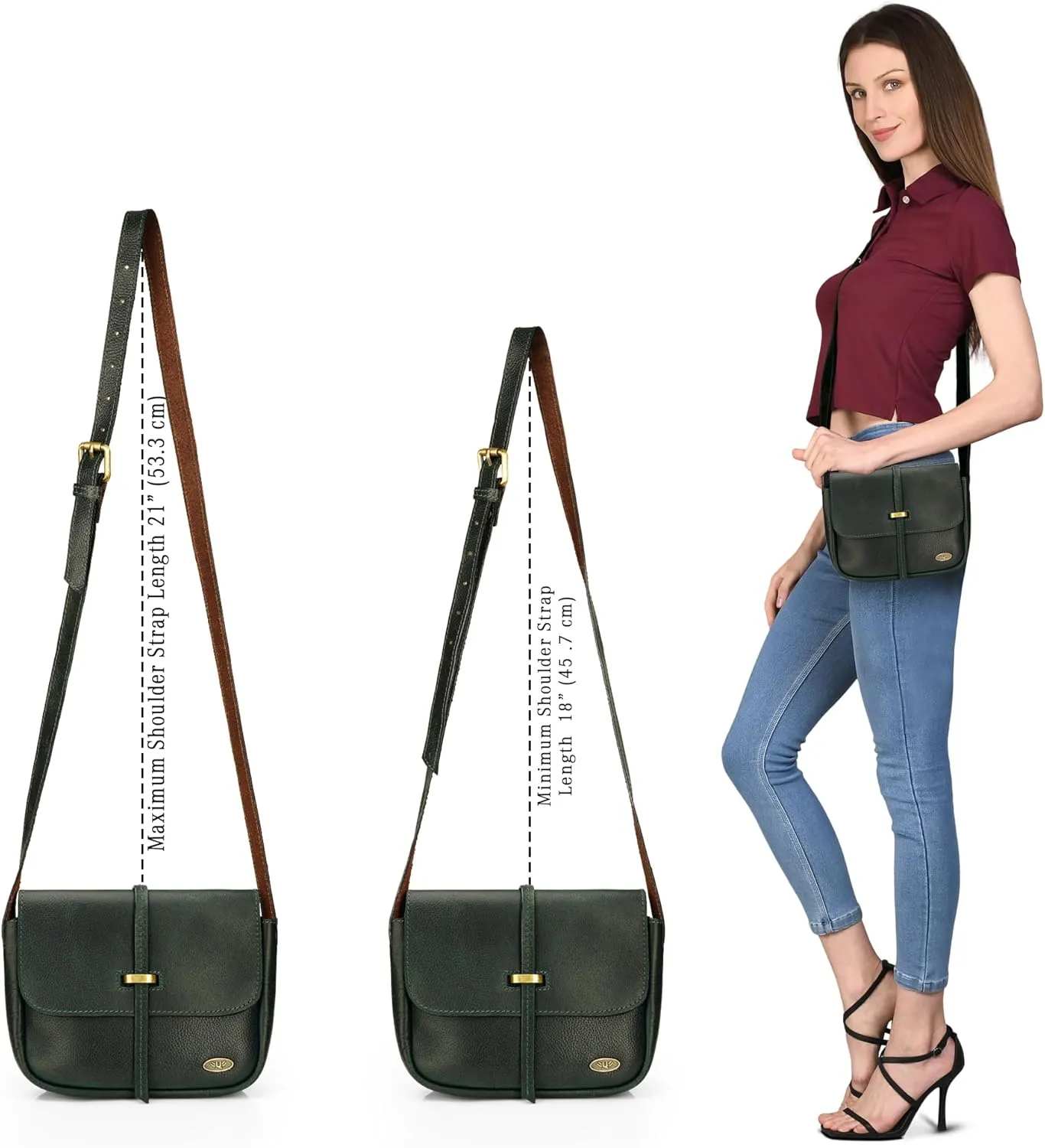 LUXEORIA Genuine Leather Crossbody Bags for Women, Small Travel Purses, Mobile & Credit Card Pockets with Adjustable Strap