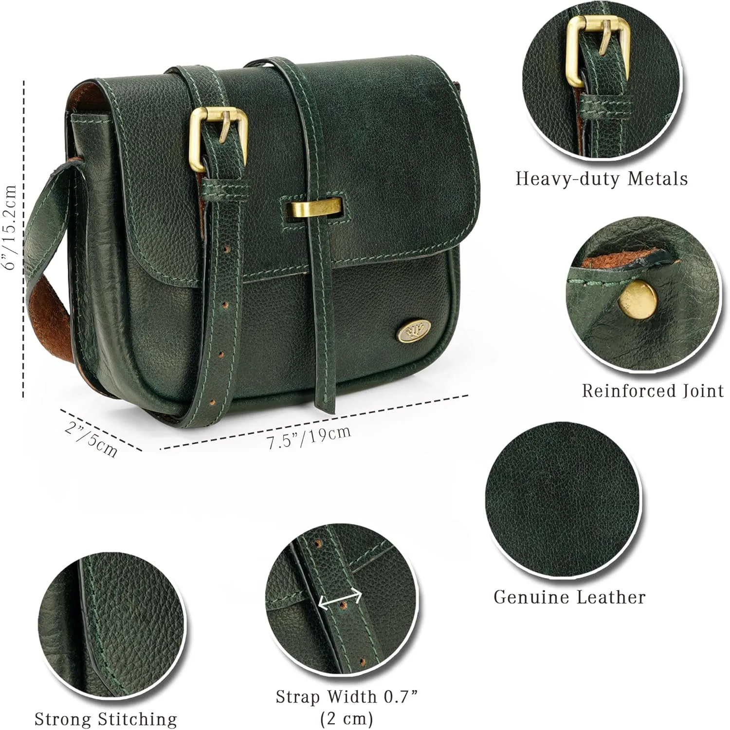 LUXEORIA Genuine Leather Crossbody Bags for Women, Small Travel Purses, Mobile & Credit Card Pockets with Adjustable Strap